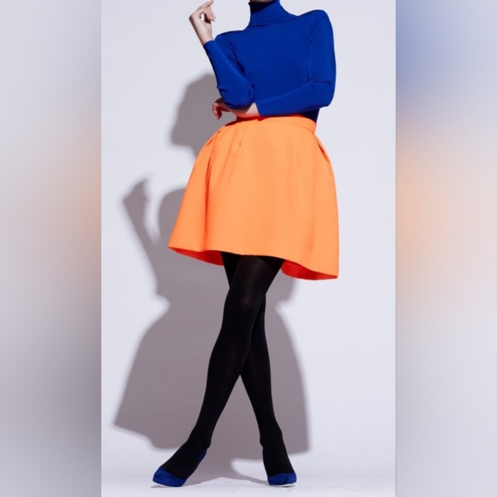 PINK TARTAN Puffy FULL Tiffany NEON ORANGE SKIRT Back Zip Lined, A-Line Skirt